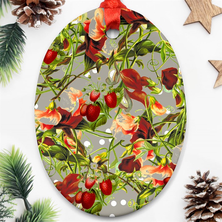 Fruit Blossom Gray Ornament (Oval)