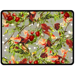 Fruit Blossom Gray Double Sided Fleece Blanket (large)  by snowwhitegirl