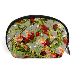 Fruit Blossom Gray Accessory Pouch (large) by snowwhitegirl