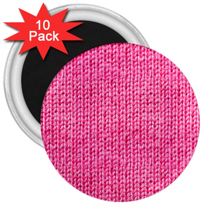 Knitted Wool Bright Pink 3  Magnets (10 pack) 