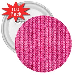 Knitted Wool Bright Pink 3  Buttons (100 pack) 