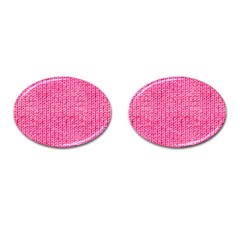 Knitted Wool Bright Pink Cufflinks (Oval)