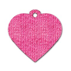 Knitted Wool Bright Pink Dog Tag Heart (Two Sides)