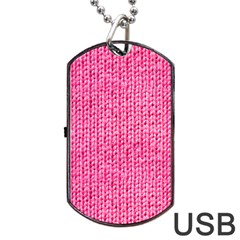 Knitted Wool Bright Pink Dog Tag USB Flash (One Side)