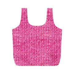 Knitted Wool Bright Pink Full Print Recycle Bag (M)