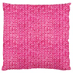 Knitted Wool Bright Pink Large Flano Cushion Case (Two Sides)