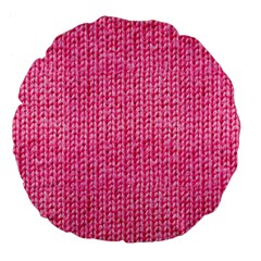 Knitted Wool Bright Pink Large 18  Premium Flano Round Cushions