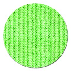 Knitted Wool Neon Green Magnet 5  (round) by snowwhitegirl