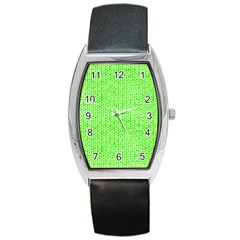 Knitted Wool Neon Green Barrel Style Metal Watch by snowwhitegirl