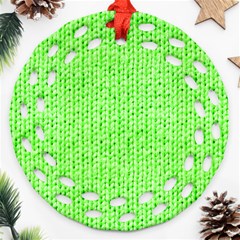 Knitted Wool Neon Green Ornament (round Filigree) by snowwhitegirl