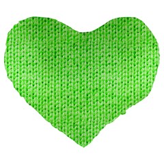 Knitted Wool Neon Green Large 19  Premium Heart Shape Cushions by snowwhitegirl