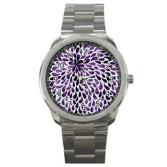 Purple Abstract Swirl Drops Sport Metal Watch by snowwhitegirl