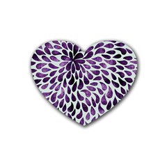 Purple Abstract Swirl Drops Rubber Coaster (heart)  by snowwhitegirl