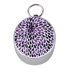 Purple Abstract Swirl Drops Mini Silver Compasses by snowwhitegirl