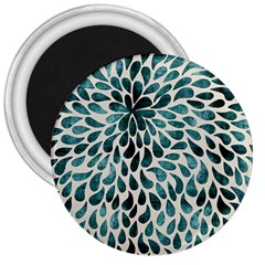 Teal Abstract Swirl Drops 3  Magnets