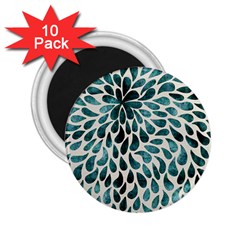 Teal Abstract Swirl Drops 2.25  Magnets (10 pack) 