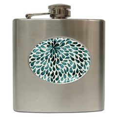 Teal Abstract Swirl Drops Hip Flask (6 oz)