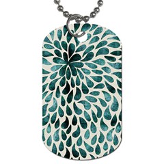 Teal Abstract Swirl Drops Dog Tag (Two Sides)