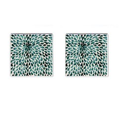 Teal Abstract Swirl Drops Cufflinks (Square)