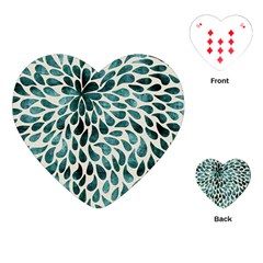 Teal Abstract Swirl Drops Playing Cards (Heart) 