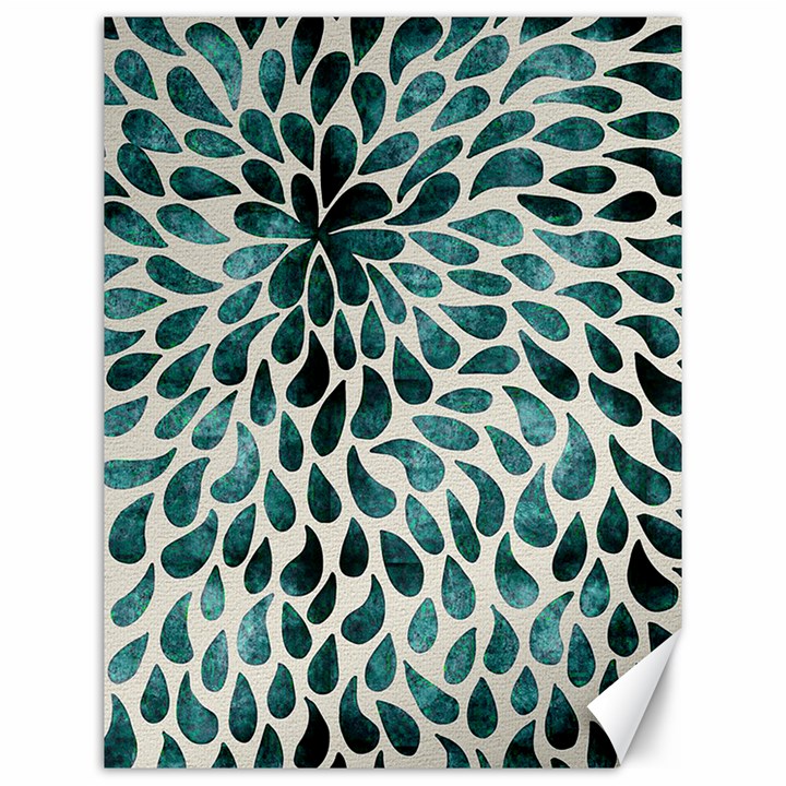 Teal Abstract Swirl Drops Canvas 12  x 16  