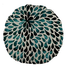 Teal Abstract Swirl Drops Large 18  Premium Round Cushions by snowwhitegirl