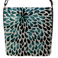 Teal Abstract Swirl Drops Flap Closure Messenger Bag (S)