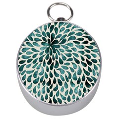 Teal Abstract Swirl Drops Silver Compasses