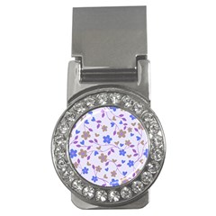 Blue Vintage Flowers Money Clips (cz)  by snowwhitegirl