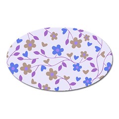 Blue Vintage Flowers Oval Magnet