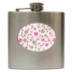 Pink Vintage Flowers Hip Flask (6 Oz)