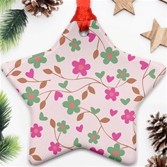 Pink Vintage Flowers Star Ornament (two Sides) by snowwhitegirl