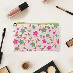 Pink Vintage Flowers Cosmetic Bag (xs) by snowwhitegirl