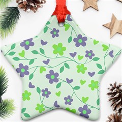 Green Vintage Flowers Ornament (star) by snowwhitegirl