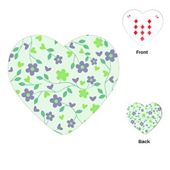 Green Vintage Flowers Playing Cards (heart)  by snowwhitegirl