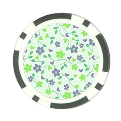 Green Vintage Flowers Poker Chip Card Guard (10 Pack)