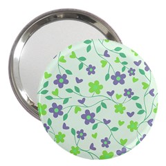 Green Vintage Flowers 3  Handbag Mirrors by snowwhitegirl