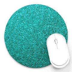 Aqua Glitter Round Mousepads by snowwhitegirl