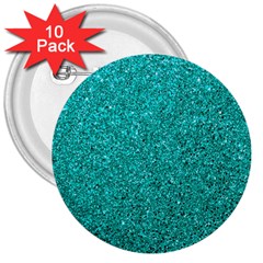 Aqua Glitter 3  Buttons (10 Pack)  by snowwhitegirl