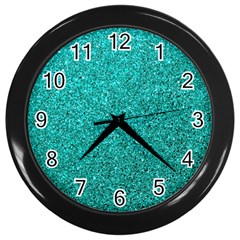 Aqua Glitter Wall Clock (black) by snowwhitegirl