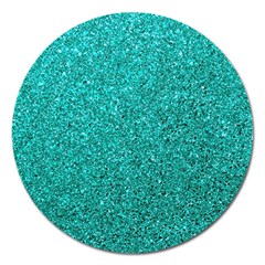 Aqua Glitter Magnet 5  (round) by snowwhitegirl