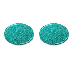 Aqua Glitter Cufflinks (oval) by snowwhitegirl