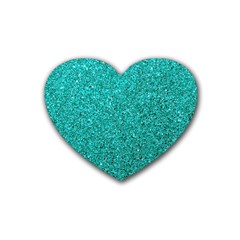 Aqua Glitter Rubber Coaster (heart) 