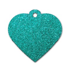 Aqua Glitter Dog Tag Heart (one Side) by snowwhitegirl