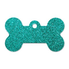 Aqua Glitter Dog Tag Bone (two Sides) by snowwhitegirl