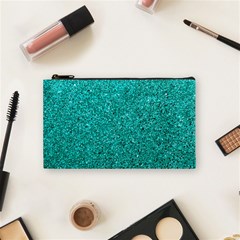 Aqua Glitter Cosmetic Bag (small) by snowwhitegirl