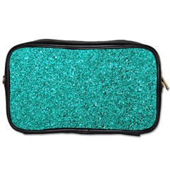 Aqua Glitter Toiletries Bag (two Sides) by snowwhitegirl