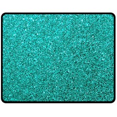 Aqua Glitter Fleece Blanket (medium)  by snowwhitegirl