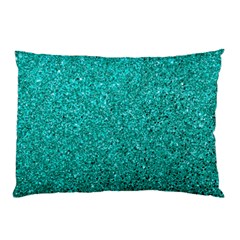 Aqua Glitter Pillow Case (two Sides) by snowwhitegirl