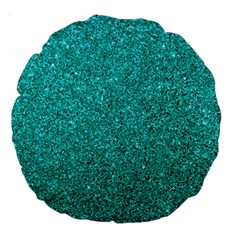 Aqua Glitter Large 18  Premium Round Cushions by snowwhitegirl